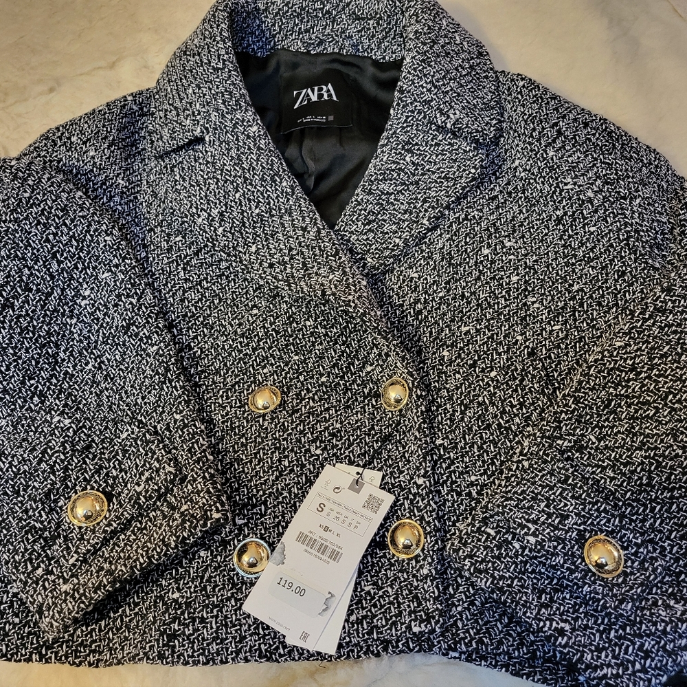 NWT ZARA Cropped Coat, L